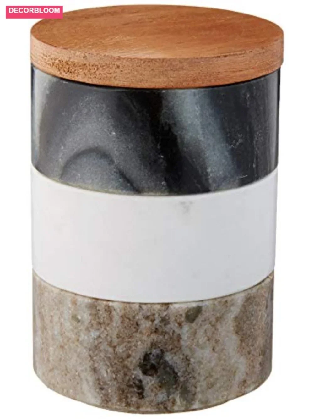 Marble Stacking Pinch Pots with Acacia Wood Lid Set of 3 Kitchen Storage